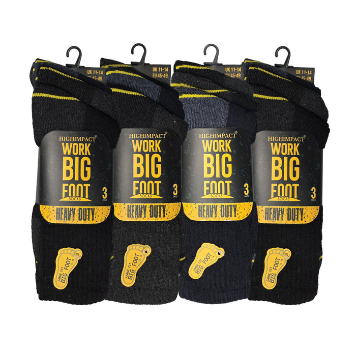Socks for big feet UK size 11-14 heavy duty cushioned work socks multipack Hopoye