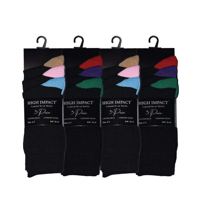 Heel and toe design women's cotton rich socks ladies multipack UK 4-6.5 Hopoye