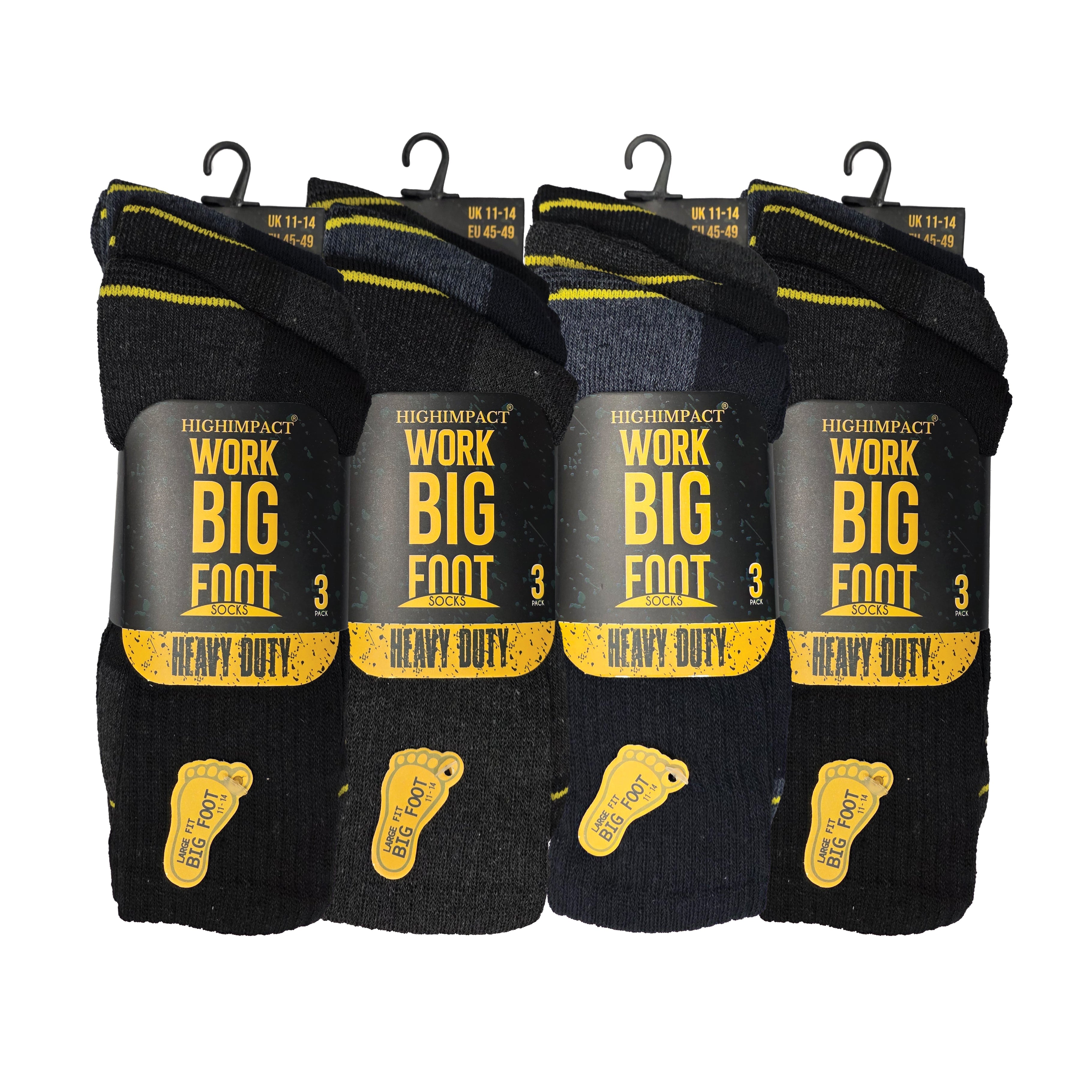 Socks for big feet UK size 11-14 heavy duty cushioned work socks multipack Hopoye