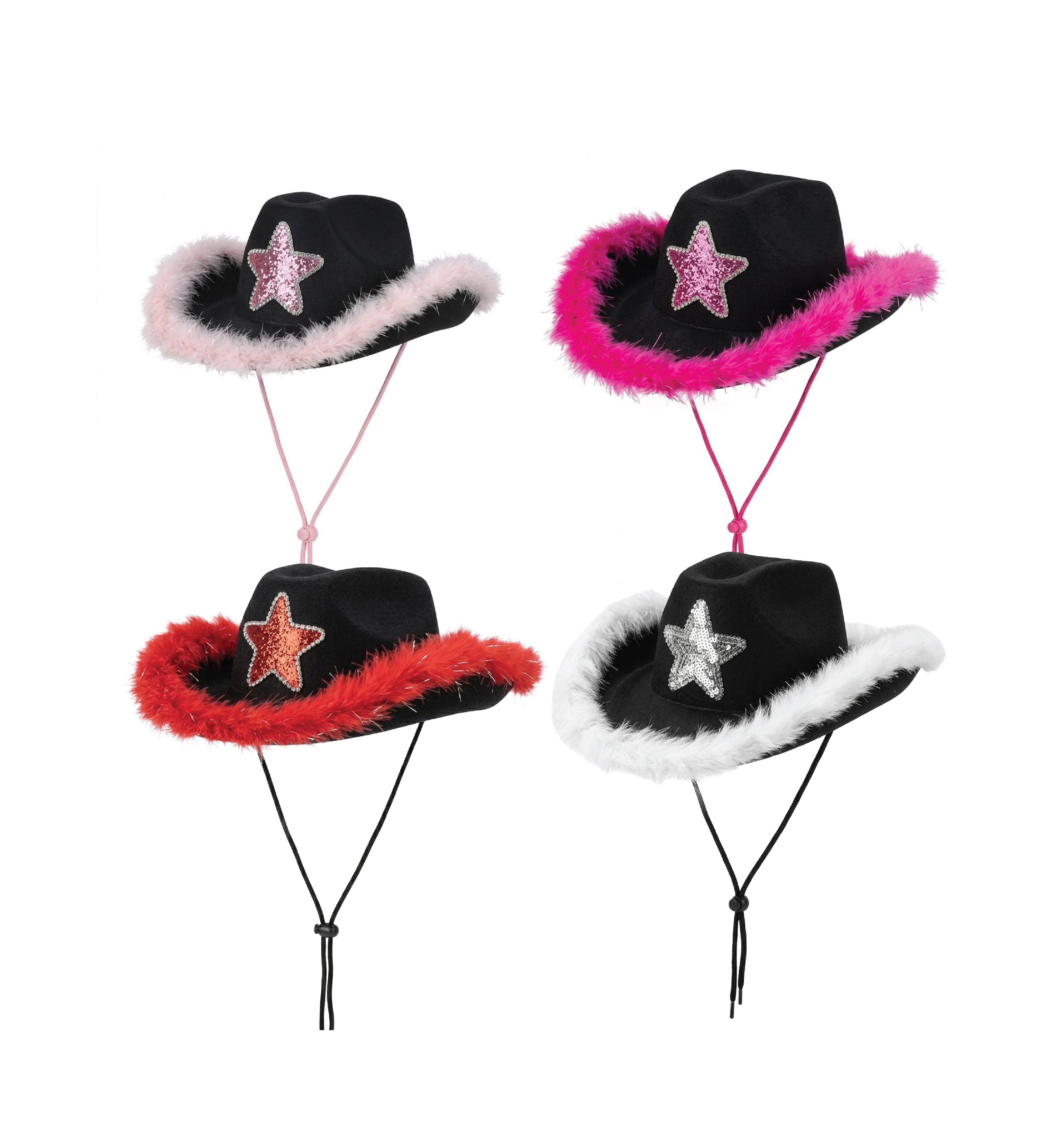 Cowgirl hen party theme ideas with glitter and print cowboy hats