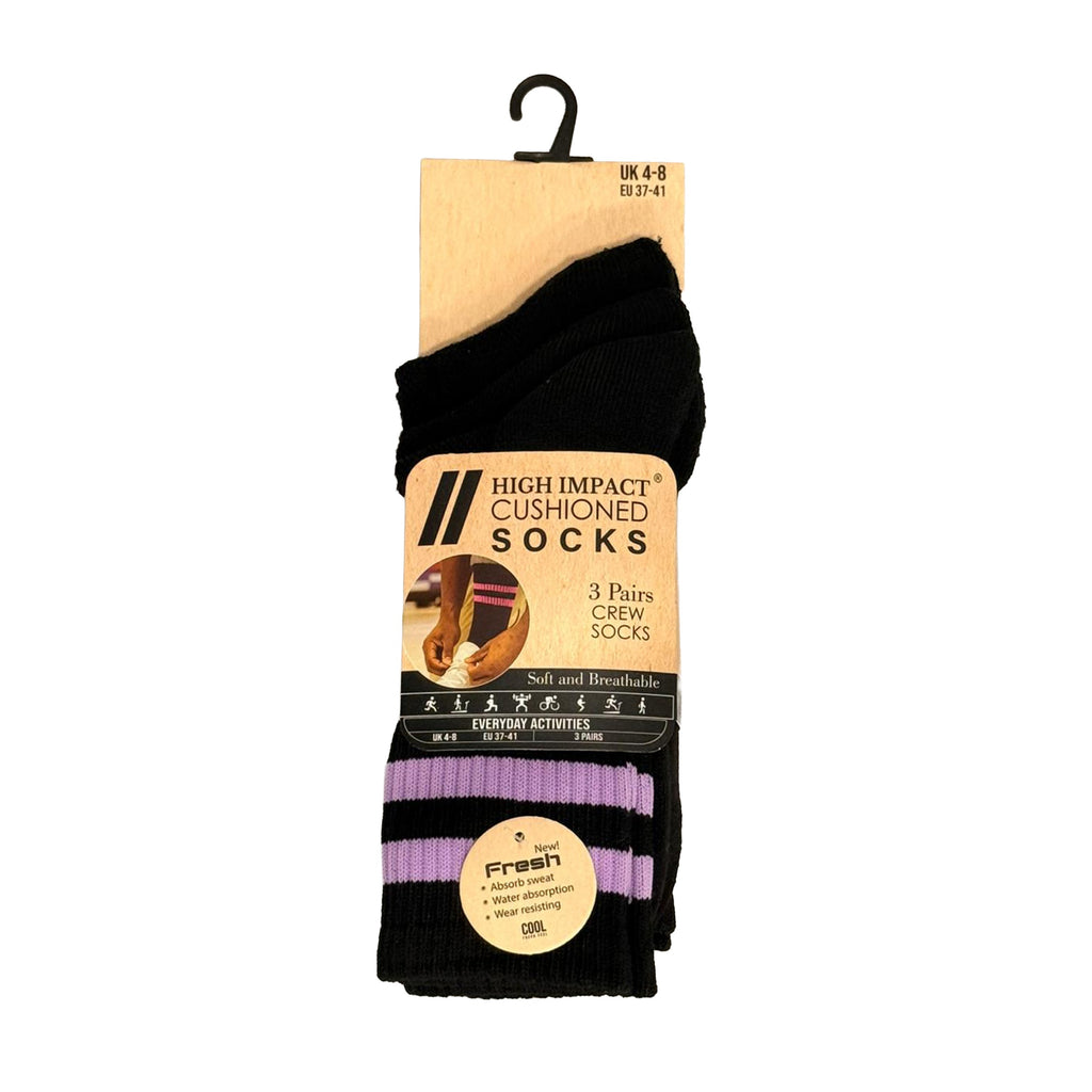 Women's black gym socks cushioned close up breathable cotton UK