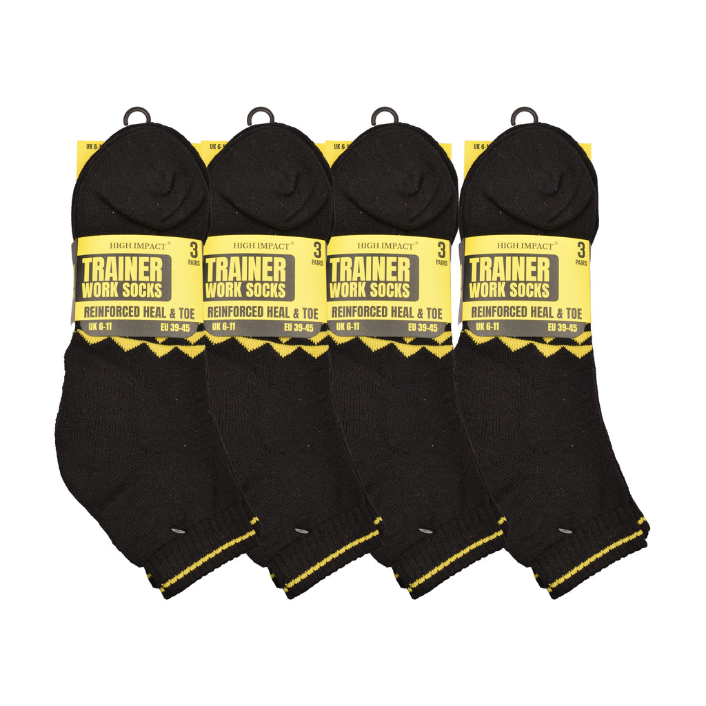 Men's work trainer socks cushioned breathable cotton multipack UK Hopoye
