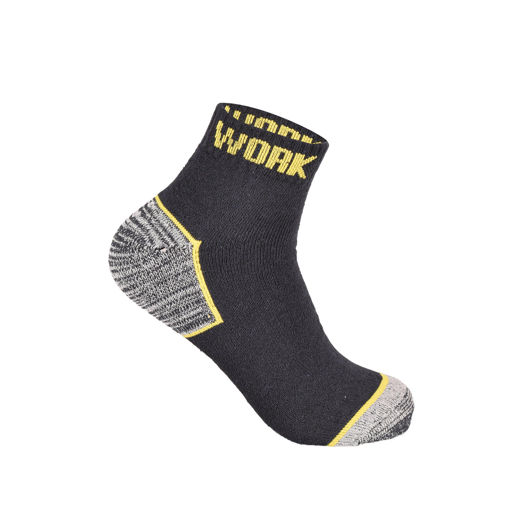 Men's grey work socks close up cushioned heel toe breathable cotton UK