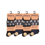 Men's diabetic pattern socks non-binding wide top cotton rich multipack UK Hopoye