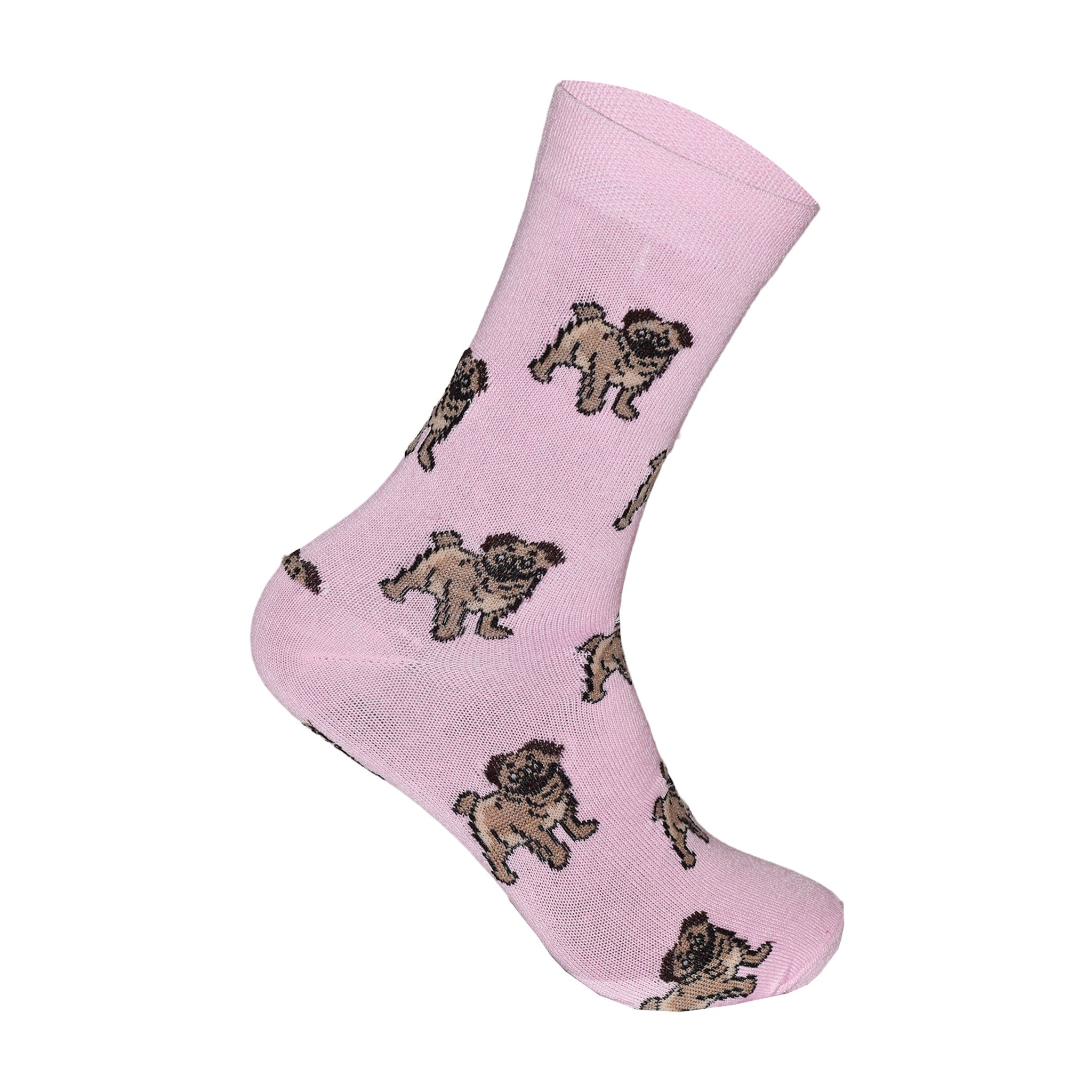 Pug print women's novelty socks soft cotton breathable UK 4-6.5 Hopoye