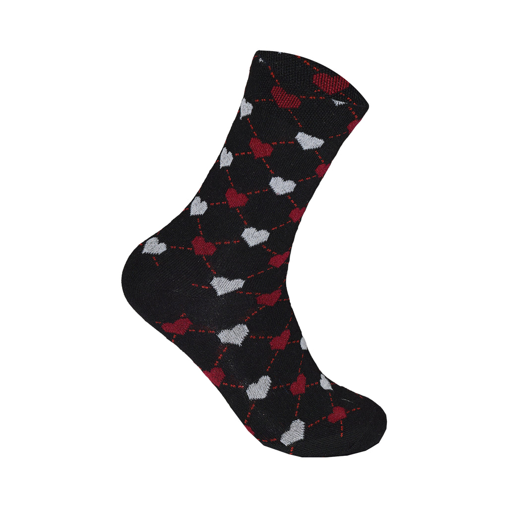 Heart Design Women's Cotton Rich Socks | Ladies Novelty Multipack 3, 6, 9 & 12 Pairs | UK 4-6.5