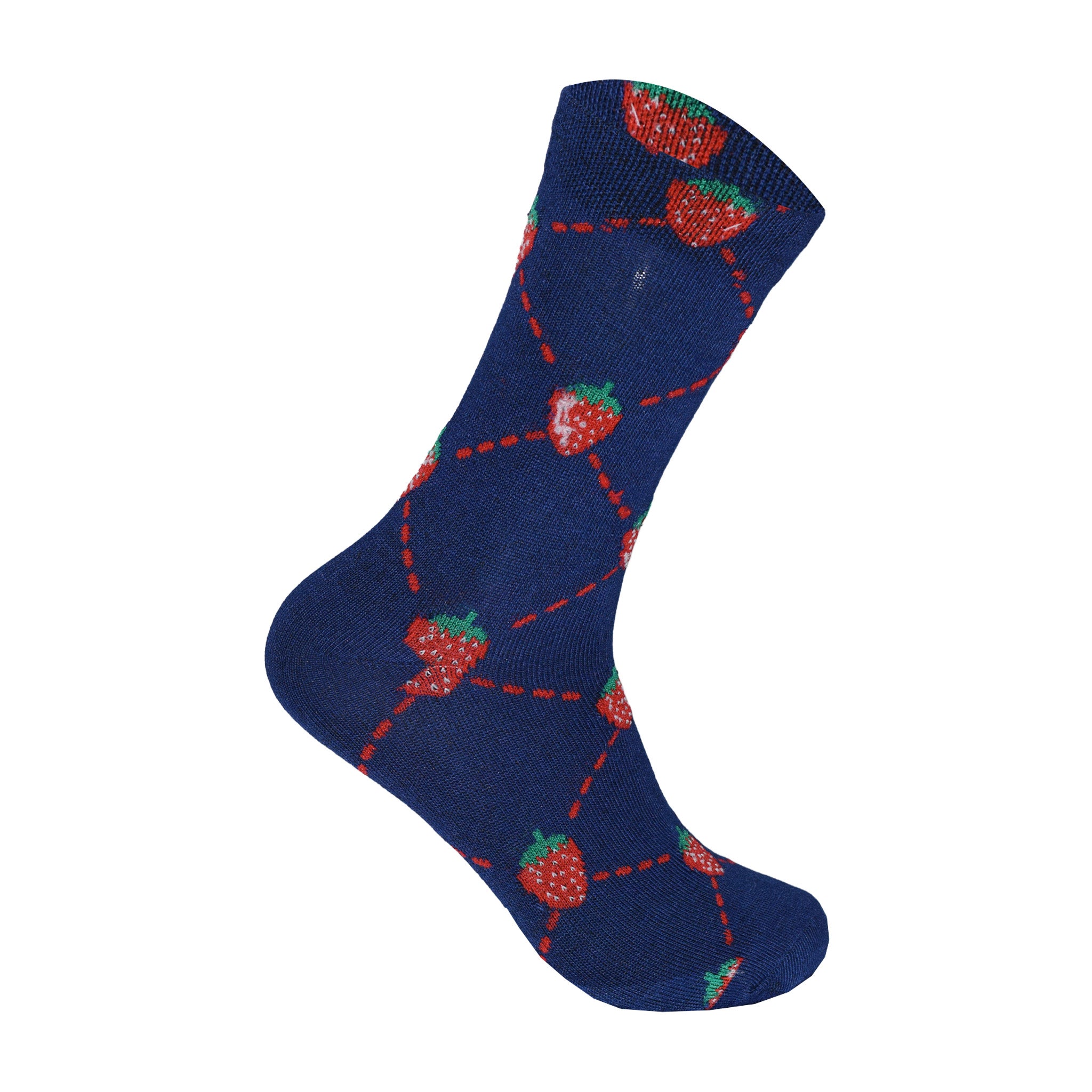 Strawberry print women's novelty socks soft cotton breathable UK 4-6.5 Hopoye