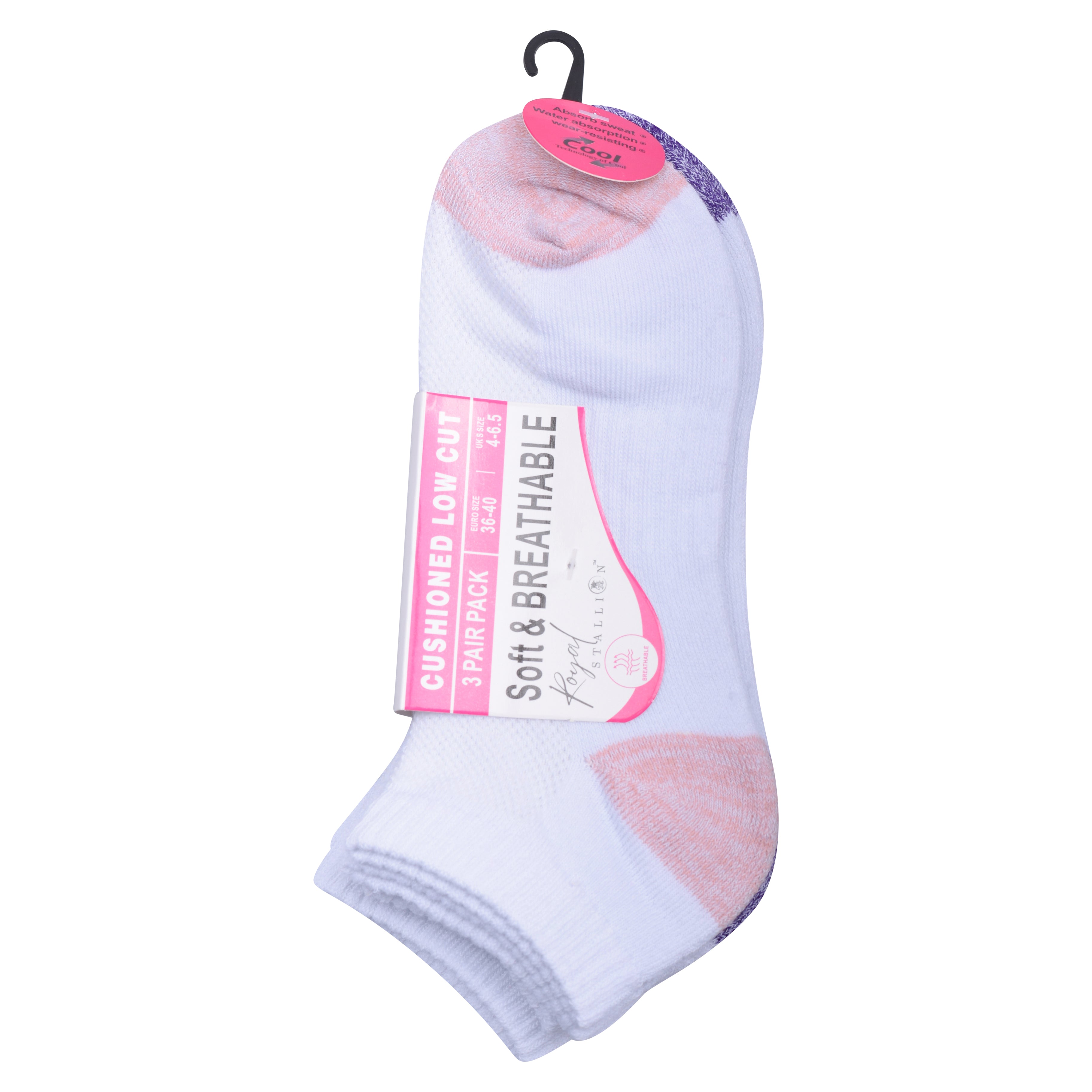 Girls White Heel & Toe Trainer Socks | Cushioned Breathable Cotton Multipack 3, 6, 9 & 12 Pairs