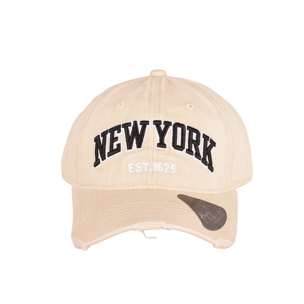 Vintage NY washed cap close up distressed finish UK Hopoye