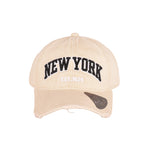 Vintage NY washed cap close up distressed finish UK Hopoye
