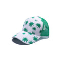 Green weed leaf mesh trucker baseball cap adjustable streetwear UK Hopoye