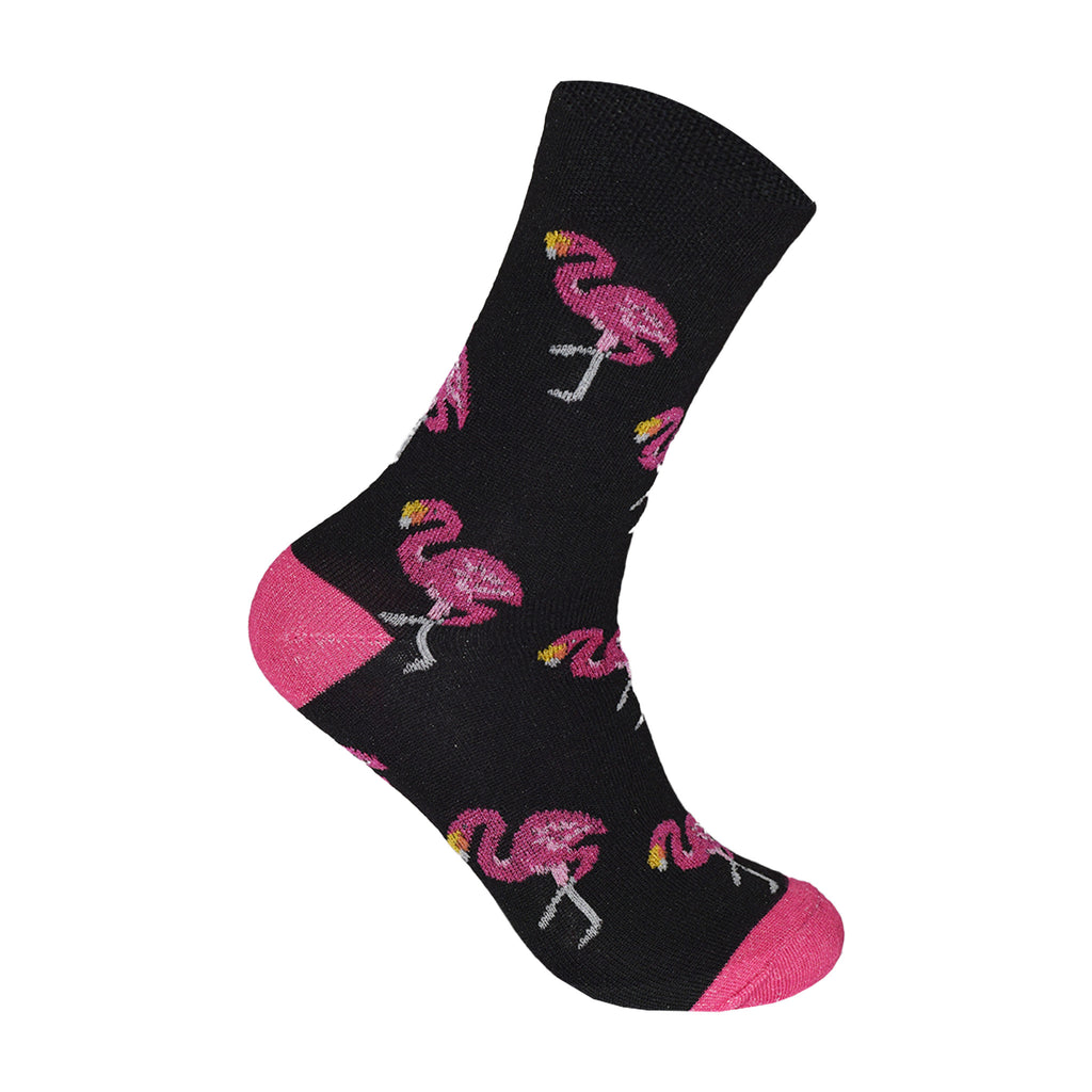 Flamingo Design Women's Cotton Rich Socks | Ladies Novelty Multipack 3, 6, 9 & 12 Pairs | UK 4-6.5