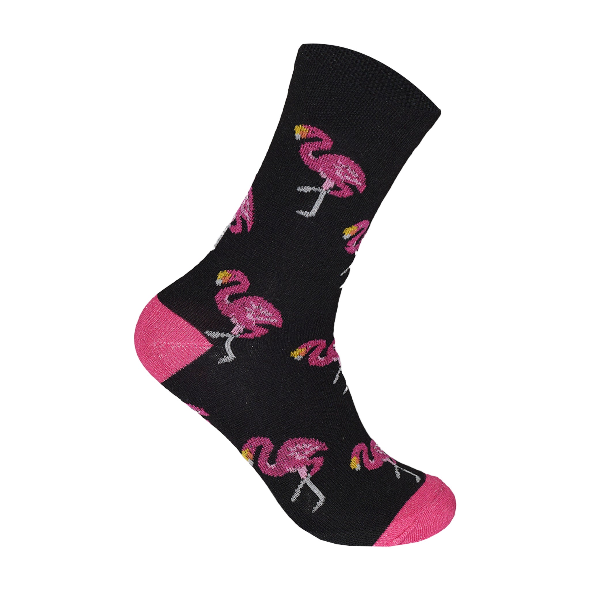 Flamingo Design Women's Cotton Rich Socks | Ladies Novelty Multipack 3, 6, 9 & 12 Pairs | UK 4-6.5