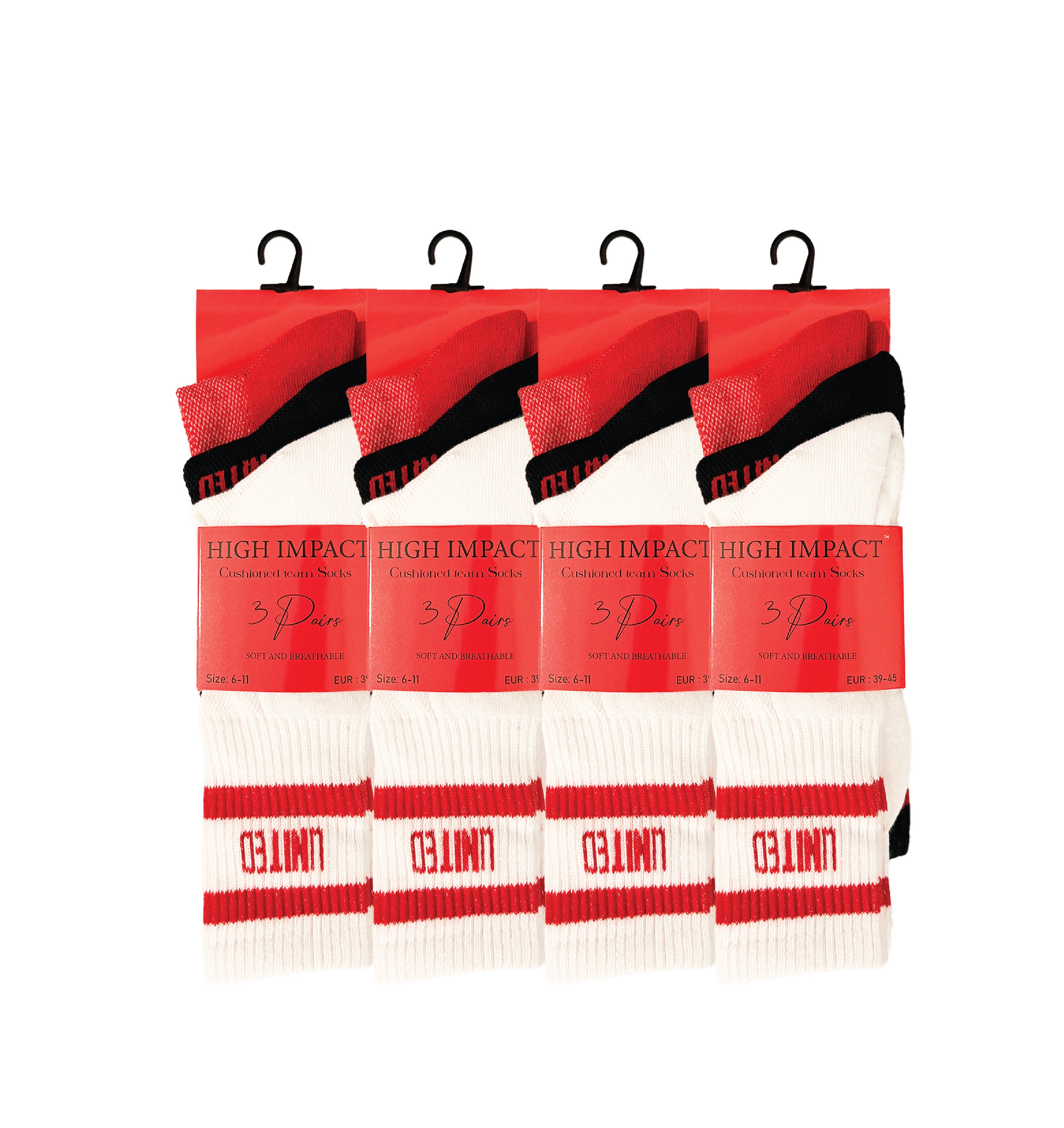 Man United football socks breathable cotton red black multipack UK Hopoye