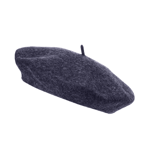 Dark grey wool beret hat unisex soft warm vintage artist UK Hopoye