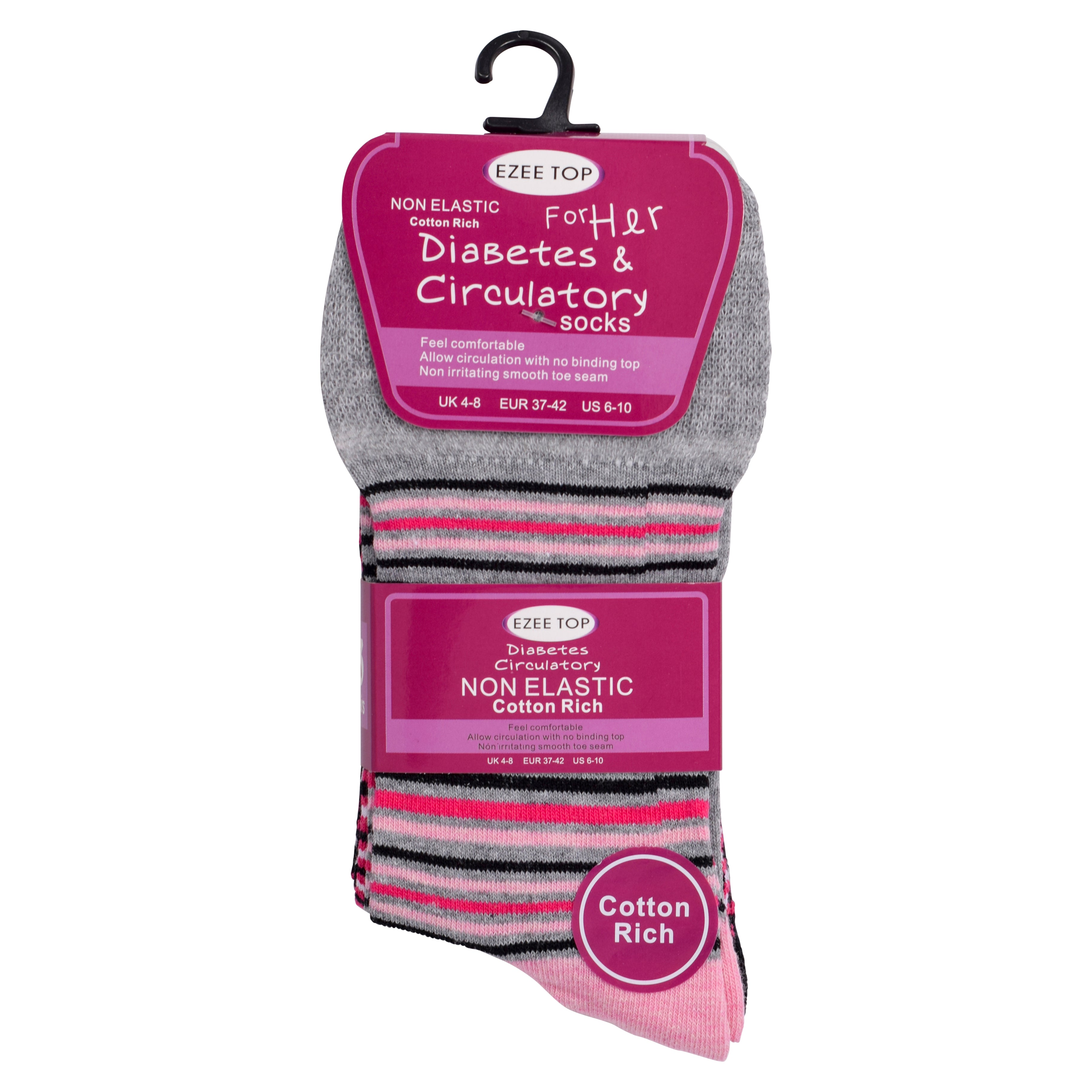 Ladies Diabetic Socks Non-Binding Loose Fit | Cotton Rich Multipack 3, 6, 9 & 12 Pairs | UK