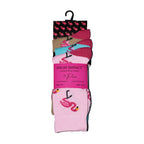 Flamingo women's novelty socks pair flat lay cotton rich UK 4-6.5 Hopoye