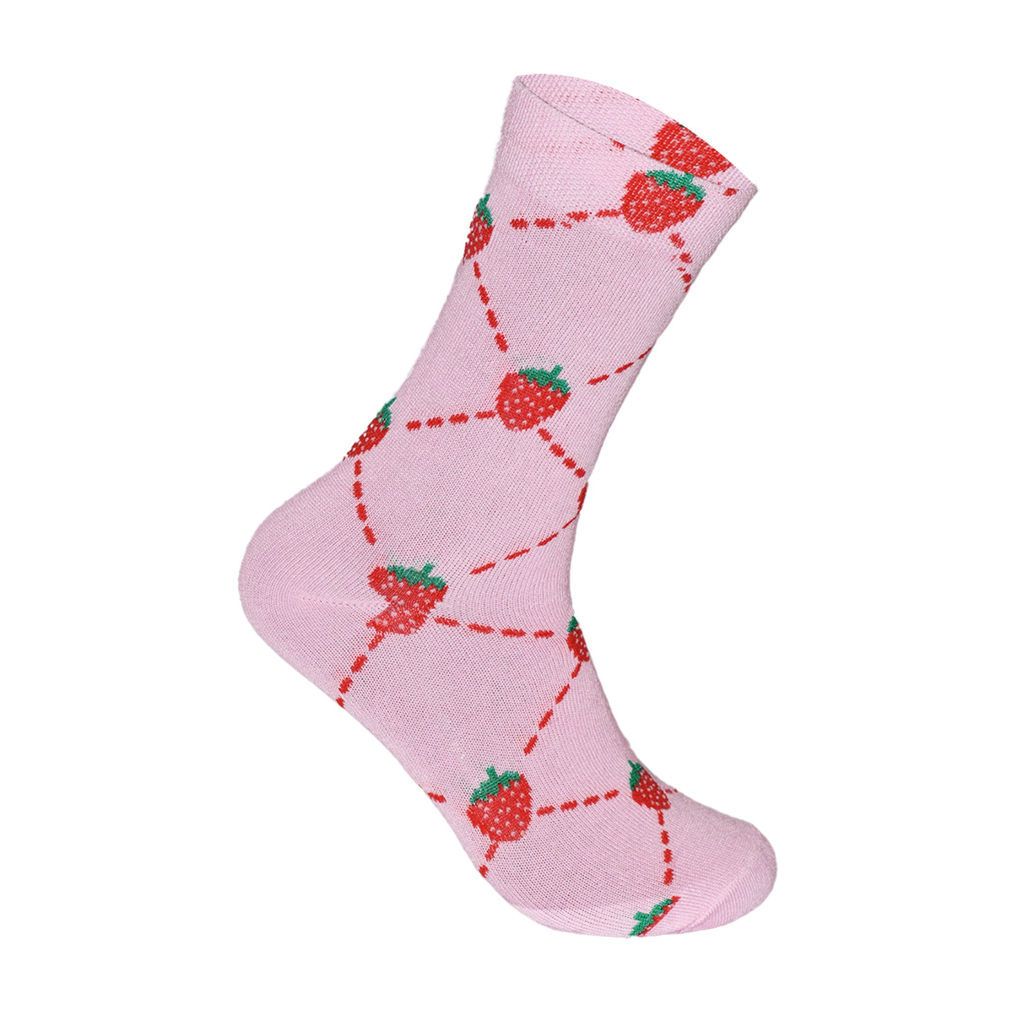 Strawberry Design Women's Cotton Rich Socks | Ladies Novelty Multipack 3, 6, 9 & 12 Pairs | UK 4-6.5