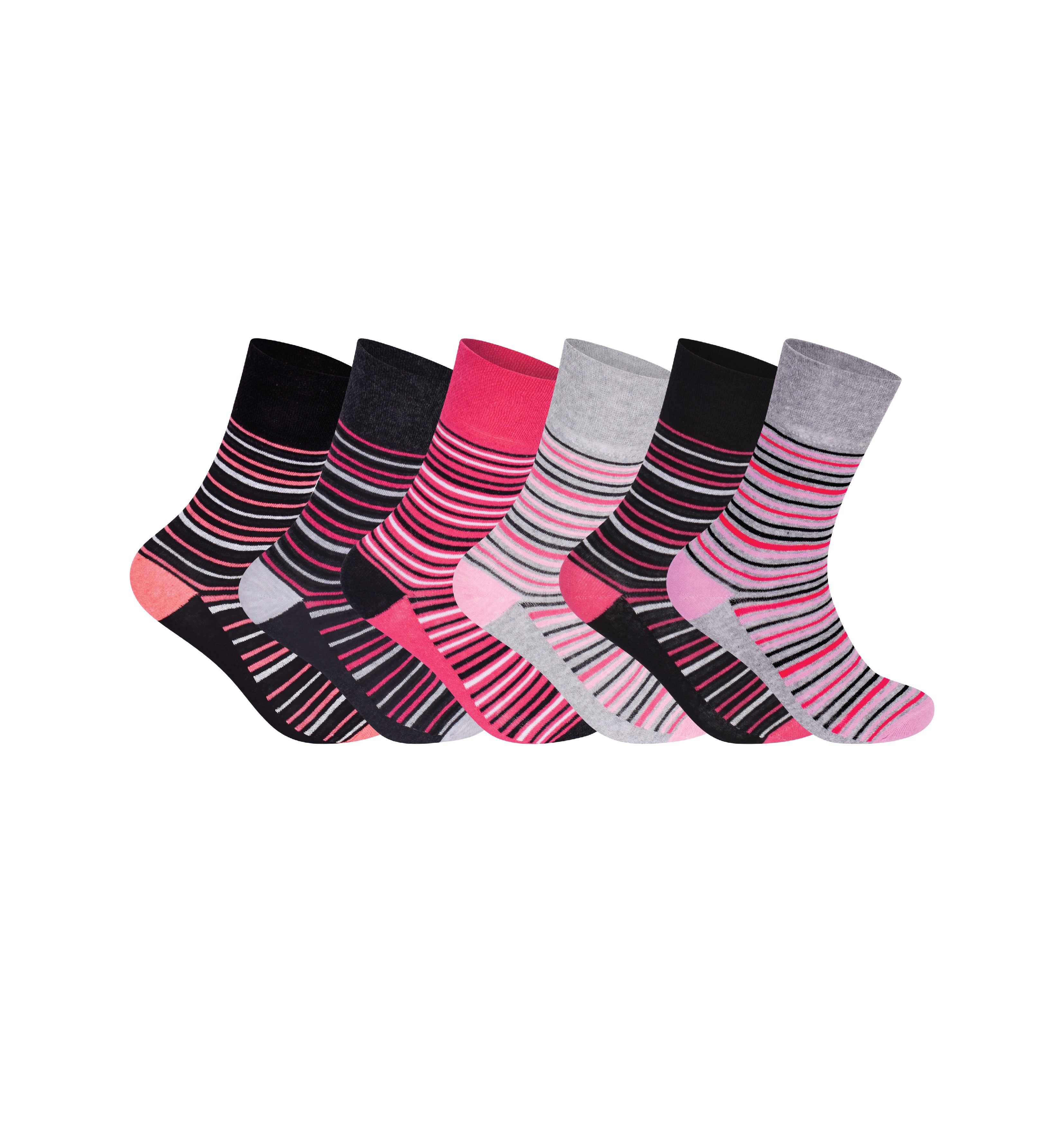 Women's diabetic socks wide top non-binding breathable cotton UK 3 6 9 12 pairs