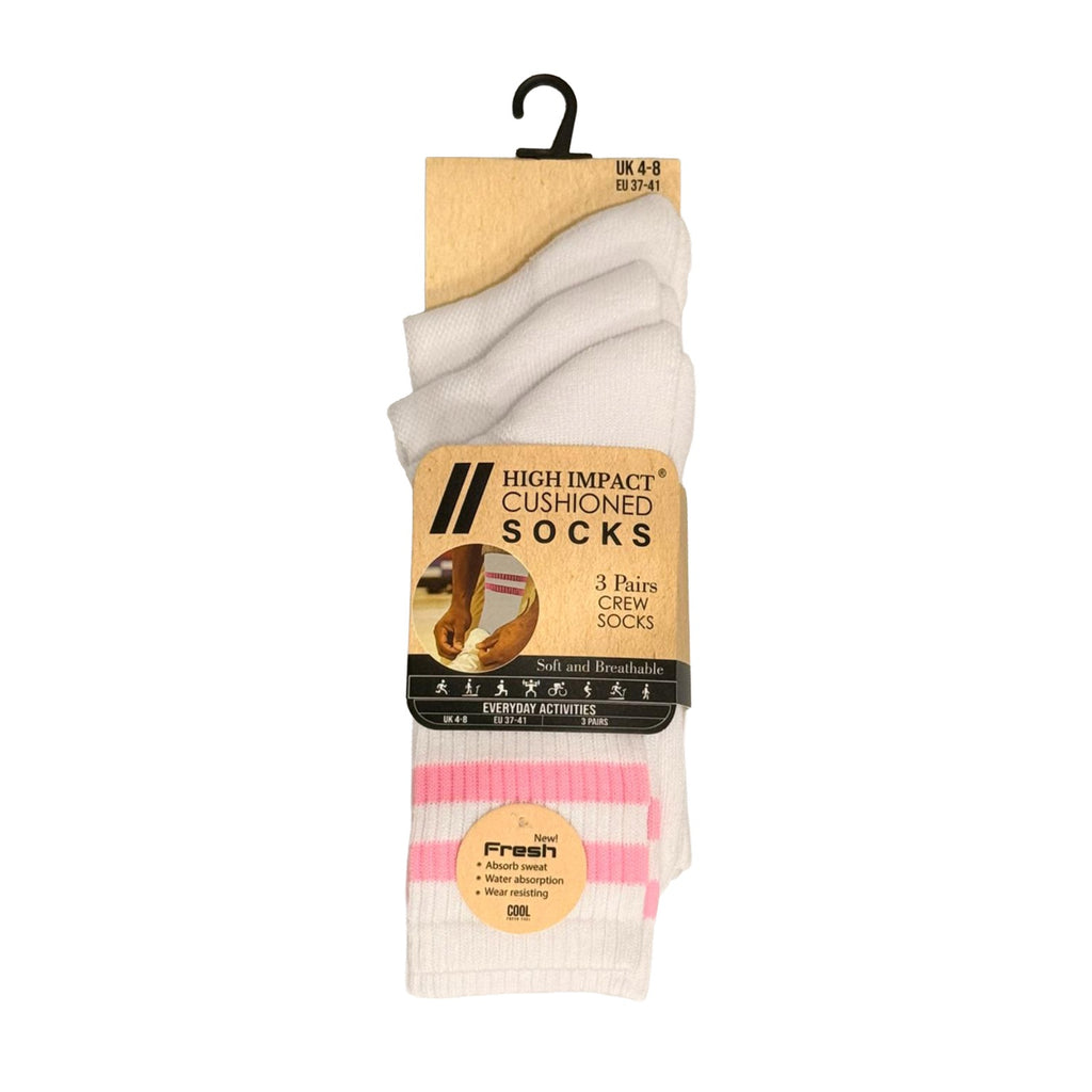 White ladies sports socks reinforced heel toe breathable UK 4-7