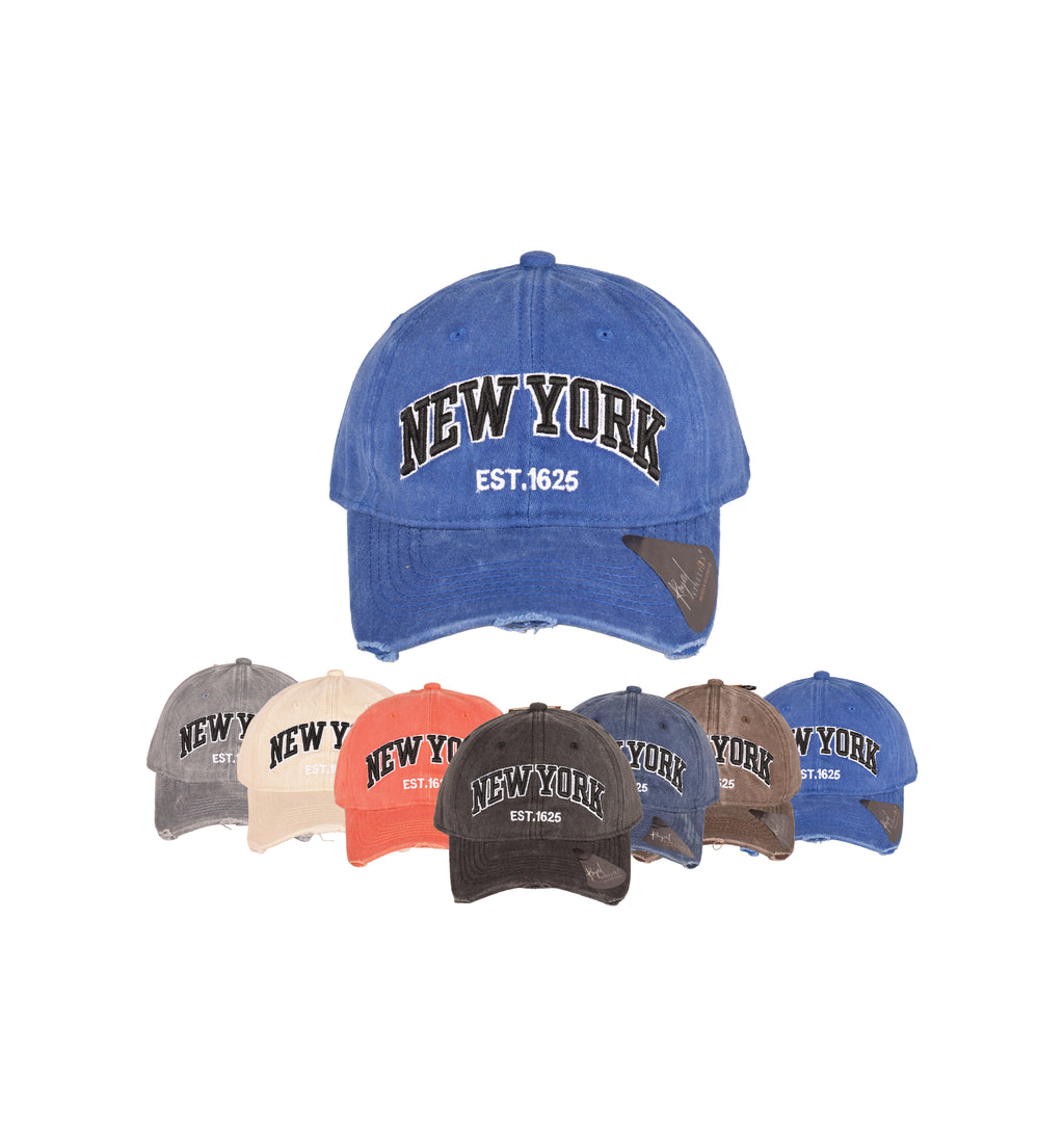 Vintage New York washed distressed embroidered baseball cap UK Hopoye