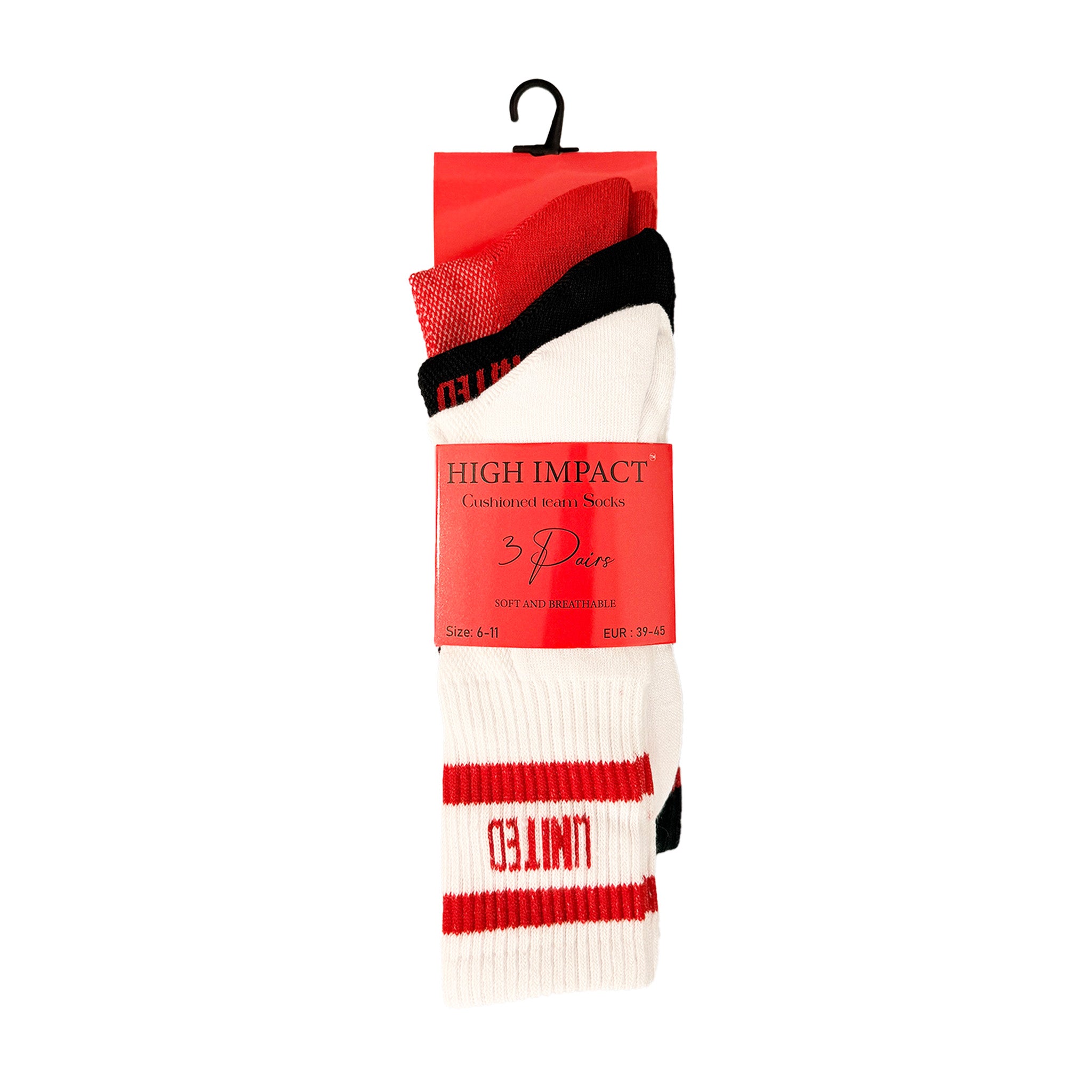 Man United Inspired Red & Black Cushioned Sports Socks | Multipack 3, 6, 9 & 12 Pairs | UK 6-11