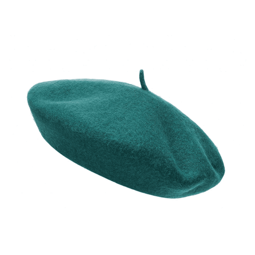 Bottle green wool beret hat unisex soft warm vintage artist UK Hopoye