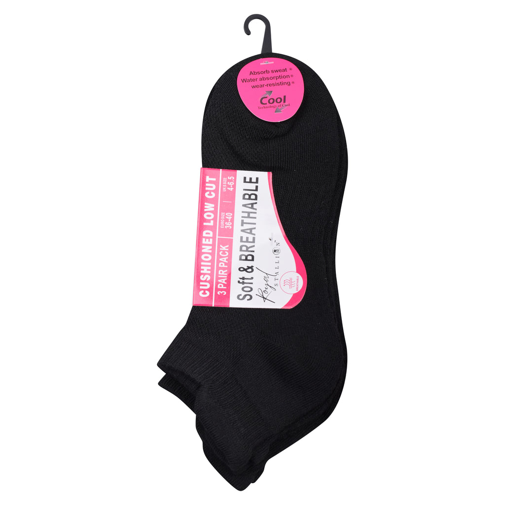 Black girls trainer socks breathable cotton everyday wear multipack UK Hopoye