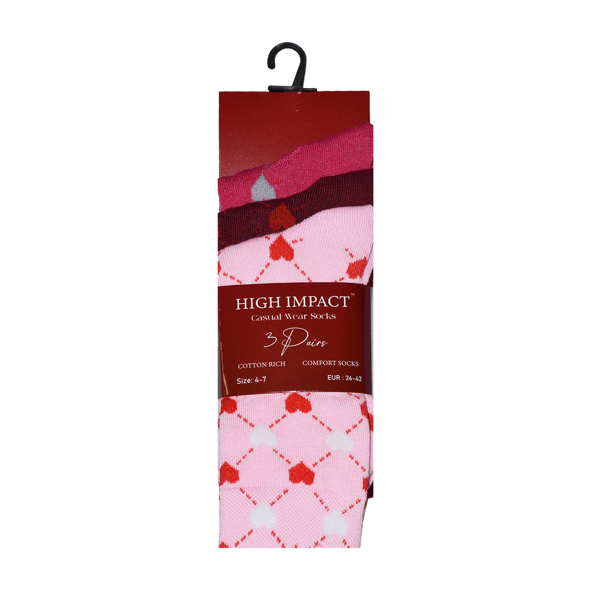 Heart Design Women's Cotton Rich Socks | Ladies Novelty Multipack 3, 6, 9 & 12 Pairs | UK 4-6.5