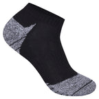 Men's black and grey cushioned trainer socks close up reinforced heel toe UK
