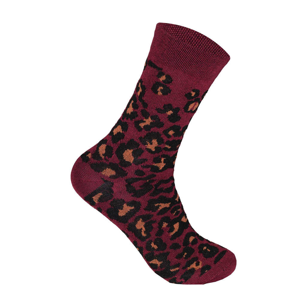 Leopard print women's novelty socks soft cotton breathable UK 4-6.5 Hopoye