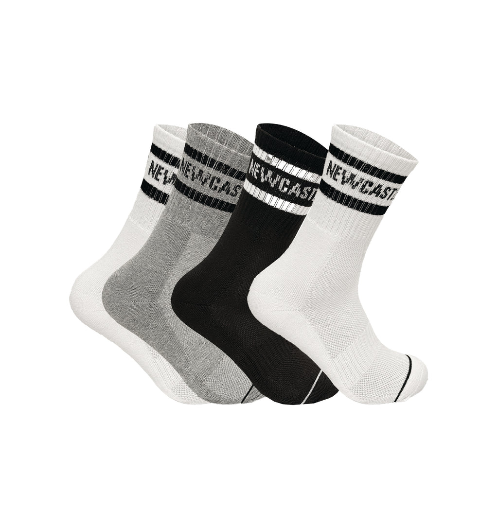 Newcastle inspired black and white cushioned sports socks multipack UK 6-11