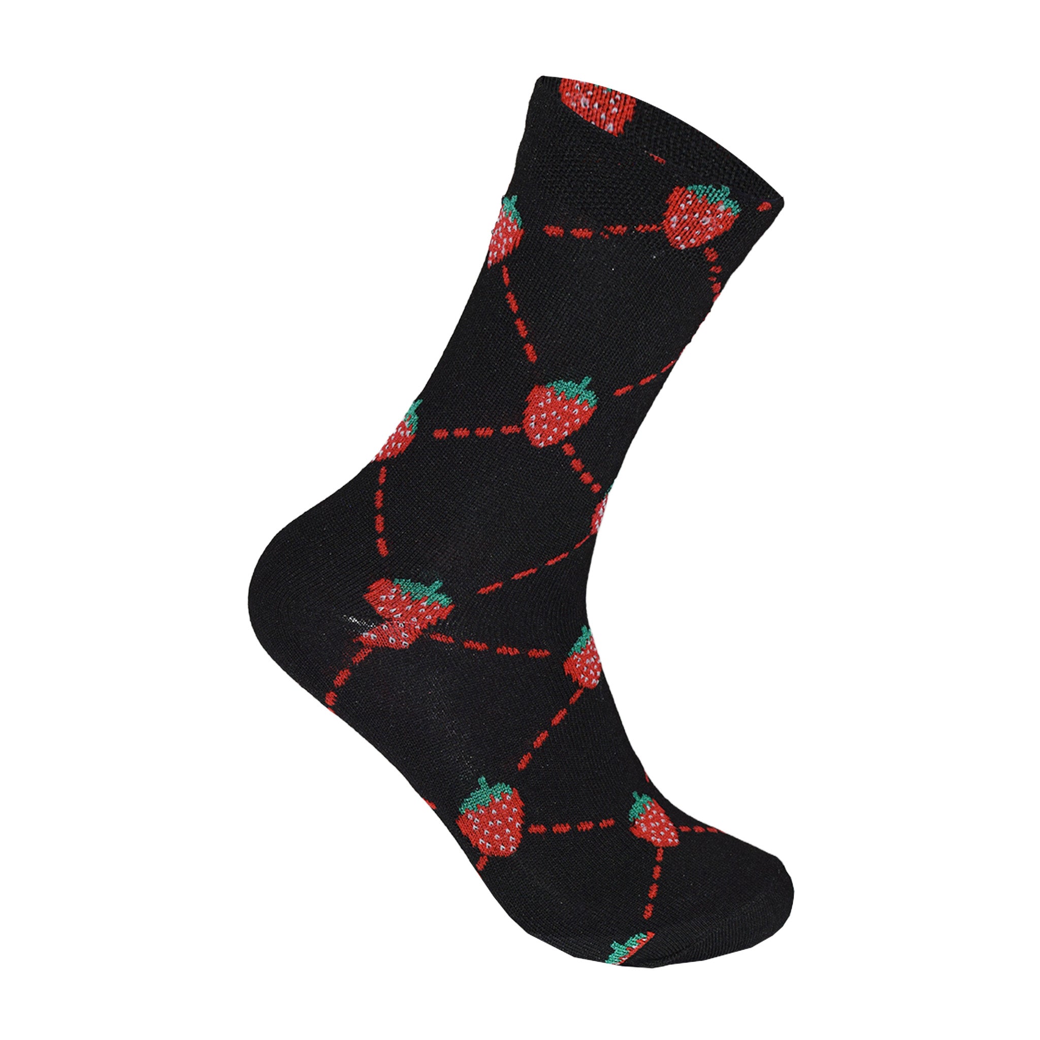Strawberry Design Women's Cotton Rich Socks | Ladies Novelty Multipack 3, 6, 9 & 12 Pairs | UK 4-6.5