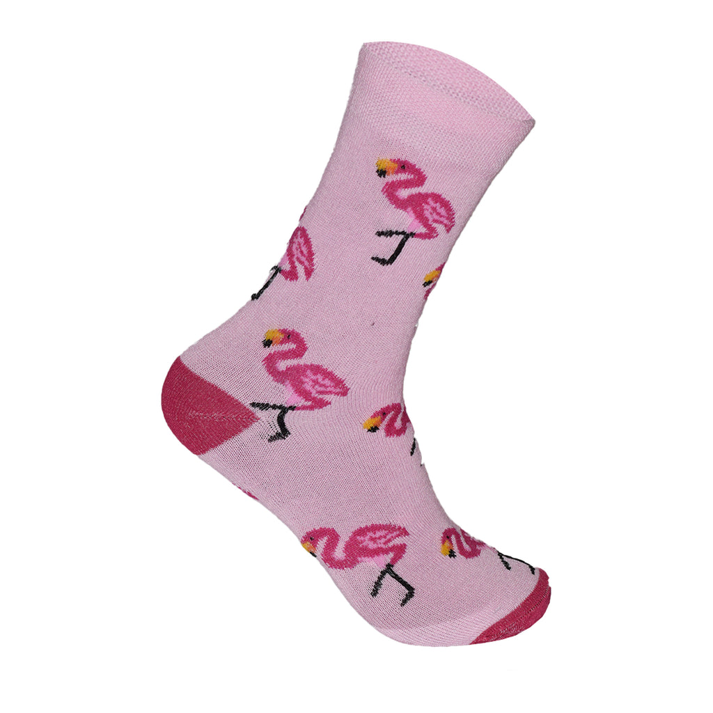 Flamingo print women's novelty socks soft cotton breathable UK 4-6.5