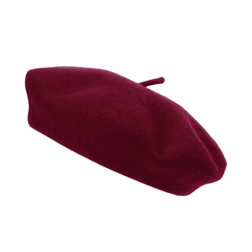 Dark maroon wool beret hat unisex soft warm vintage artist UK Hopoye