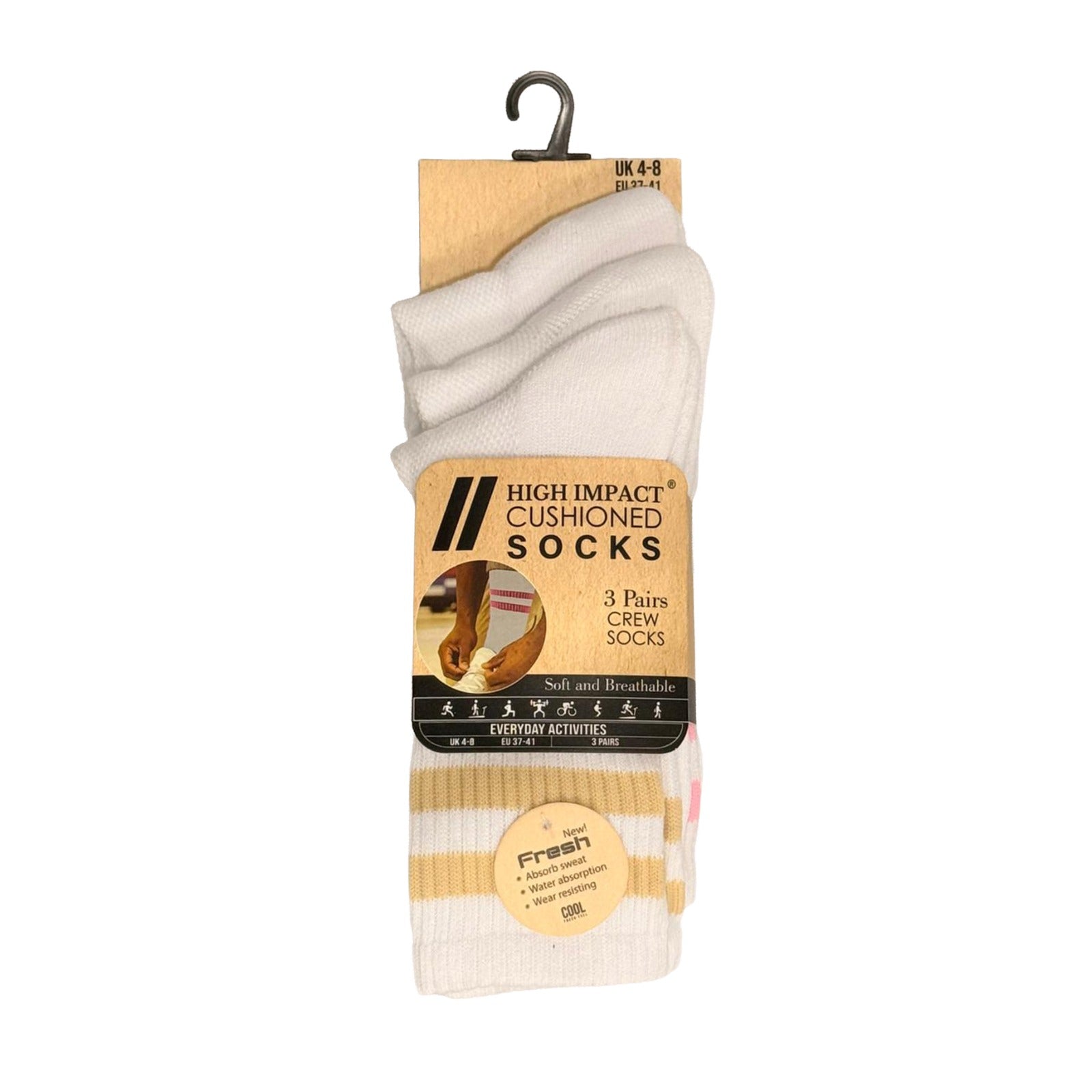 Women's white gym socks cushioned close up breathable cotton UK