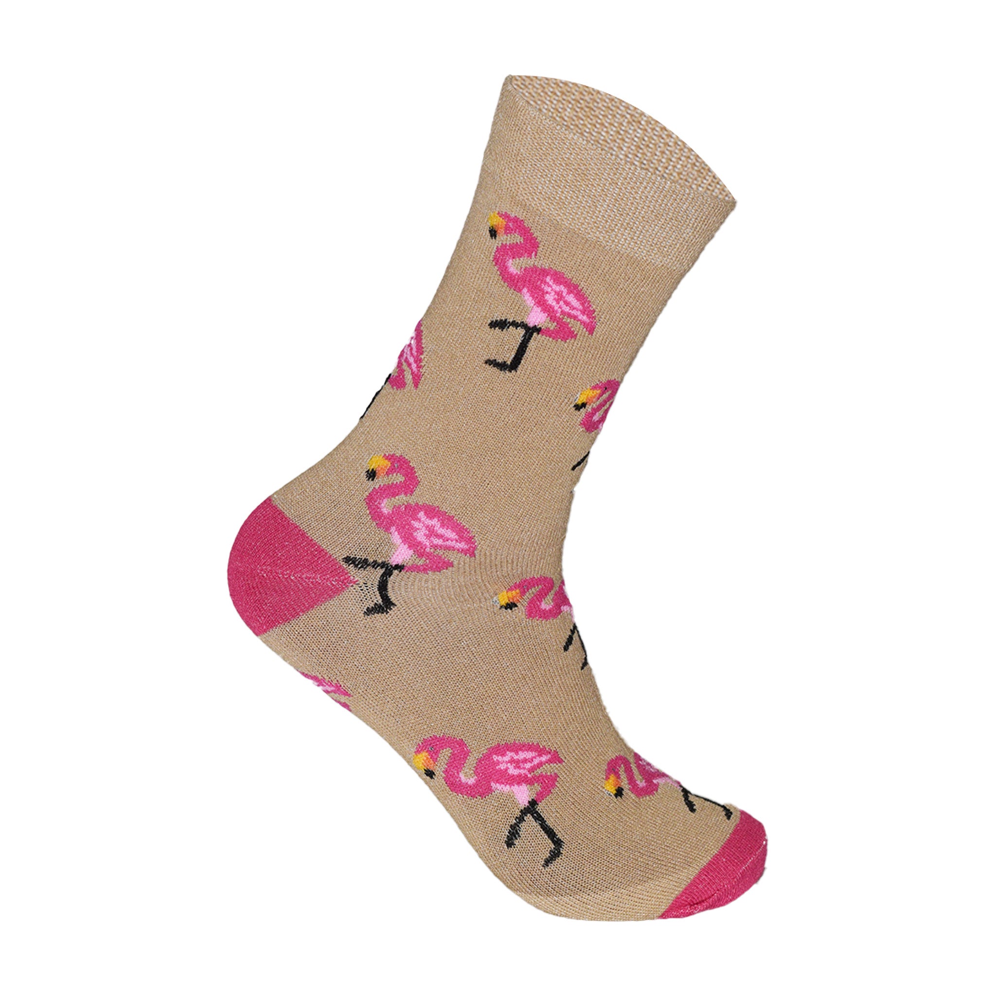 Women's flamingo novelty socks close up fun print cotton UK