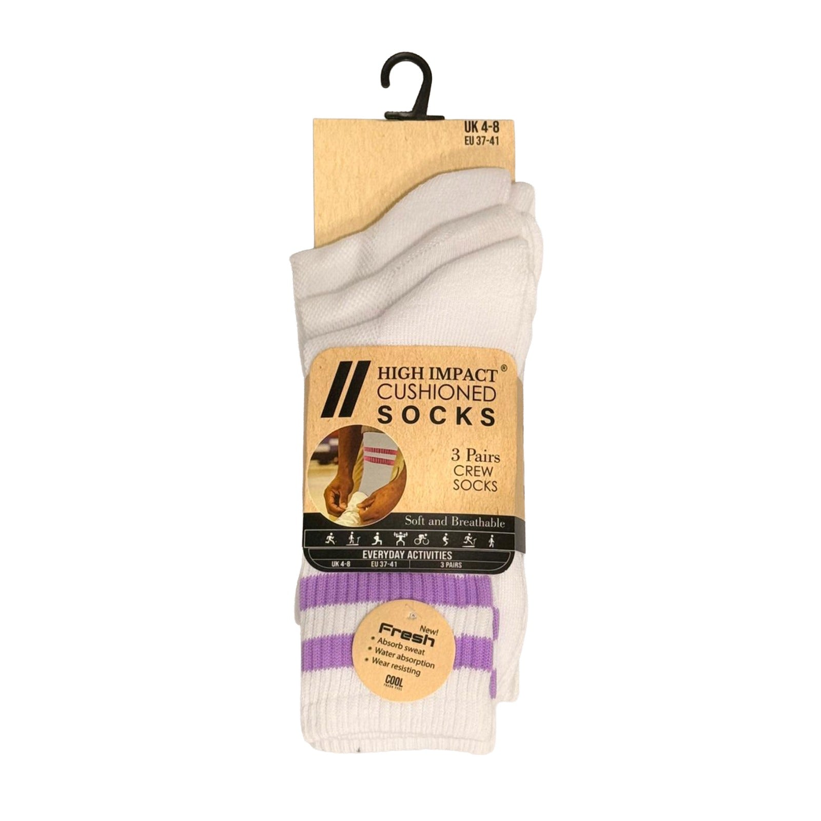 Ladies white sports socks cotton rich breathable multipack UK size 4-7