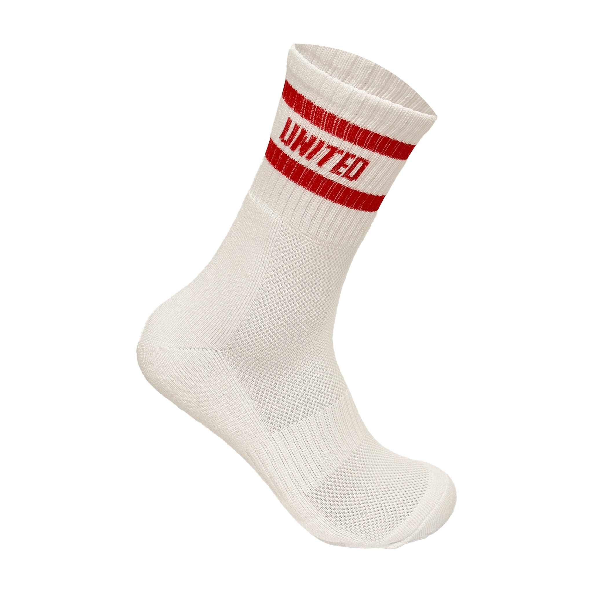 Man United inspired cushioned socks close up red black white UK 6-11