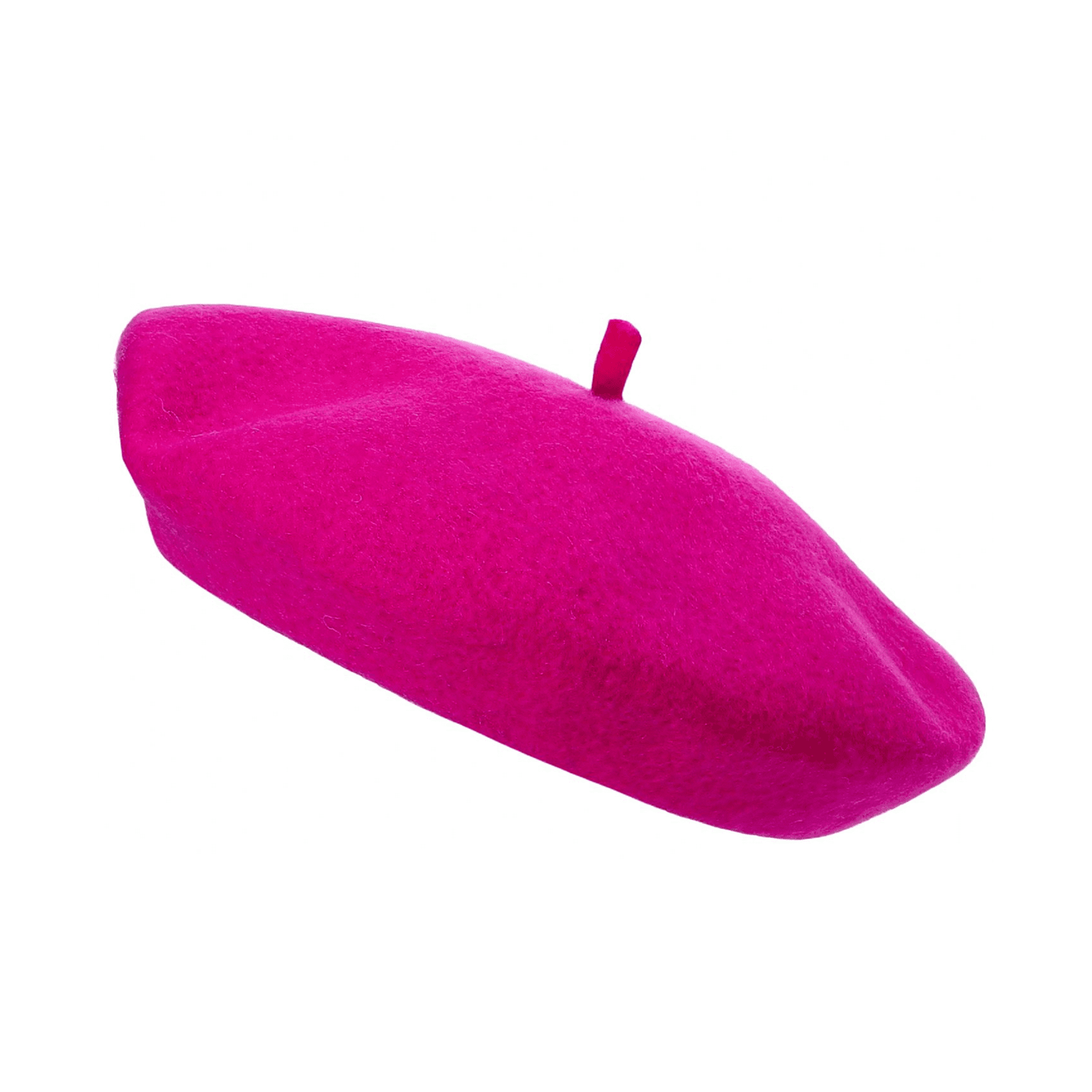 Hot pink wool beret hat unisex soft warm vintage artist UK Hopoye