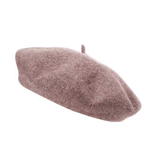 Dark beige wool beret hat unisex soft warm vintage artist UK Hopoye