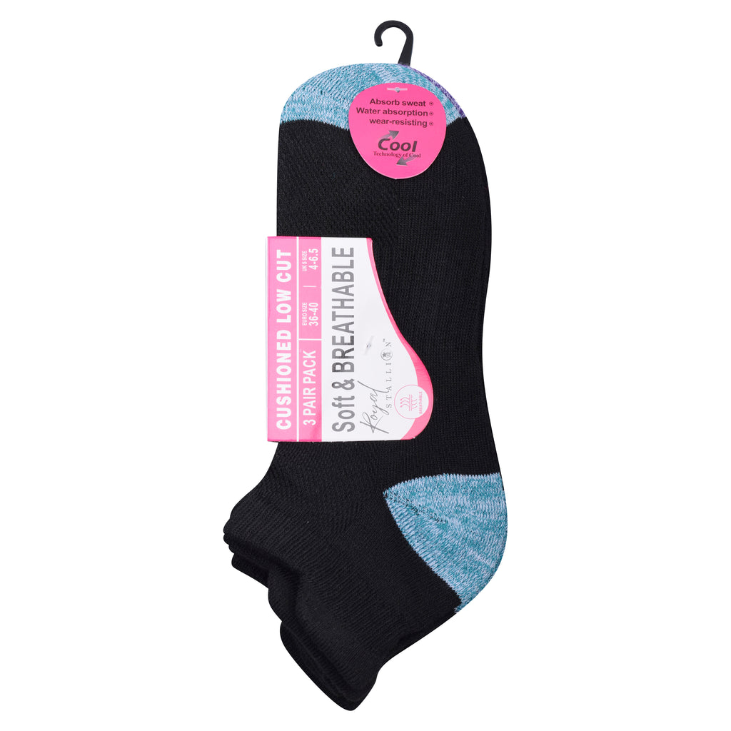 Girls Black Heel & Toe Trainer Socks | Cushioned Breathable Cotton Multipack 3, 6, 9 & 12 Pairs