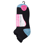 Girls black cushioned trainer socks colour heel toe everyday school sport UK