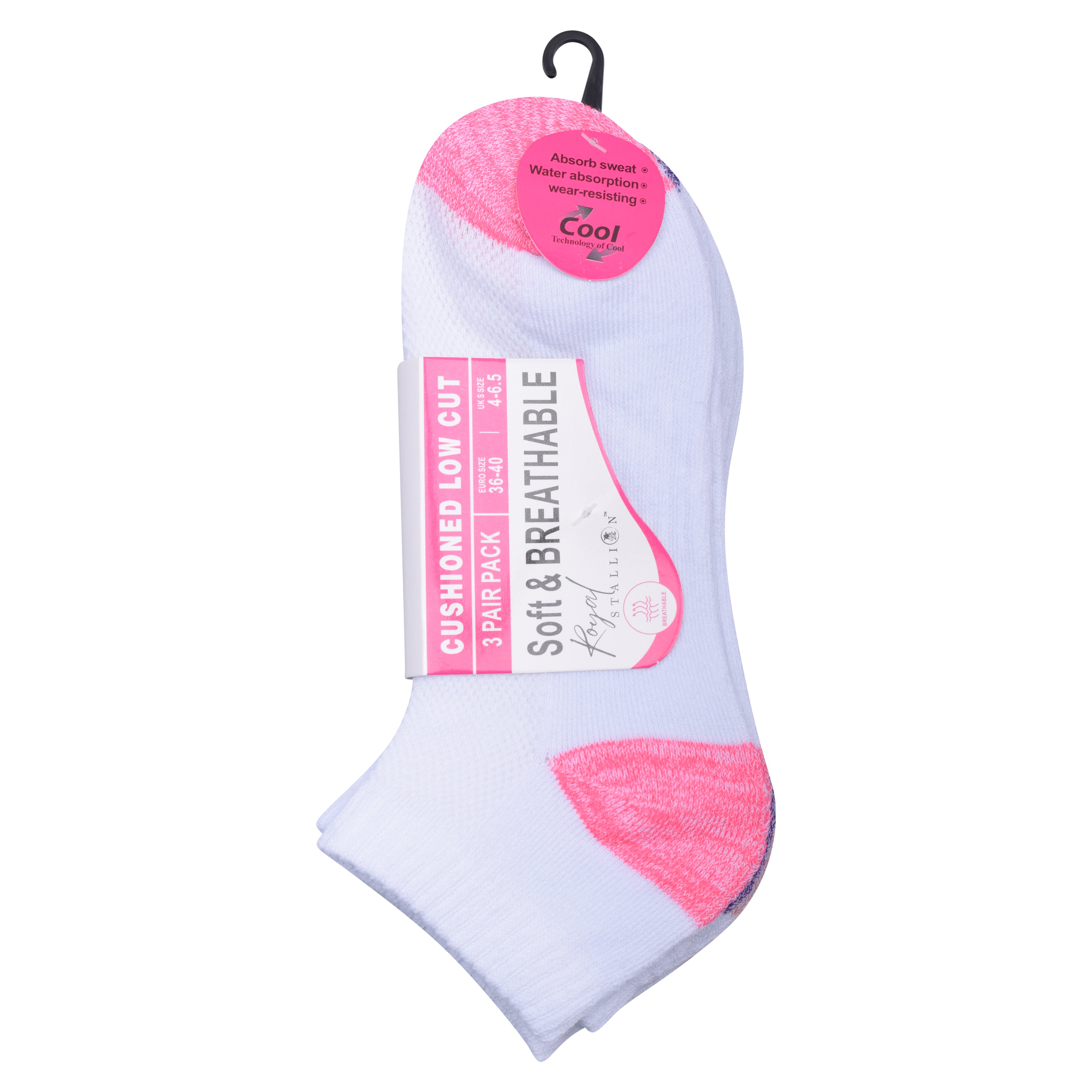 Girls White Heel & Toe Trainer Socks | Cushioned Breathable Cotton Multipack 3, 6, 9 & 12 Pairs