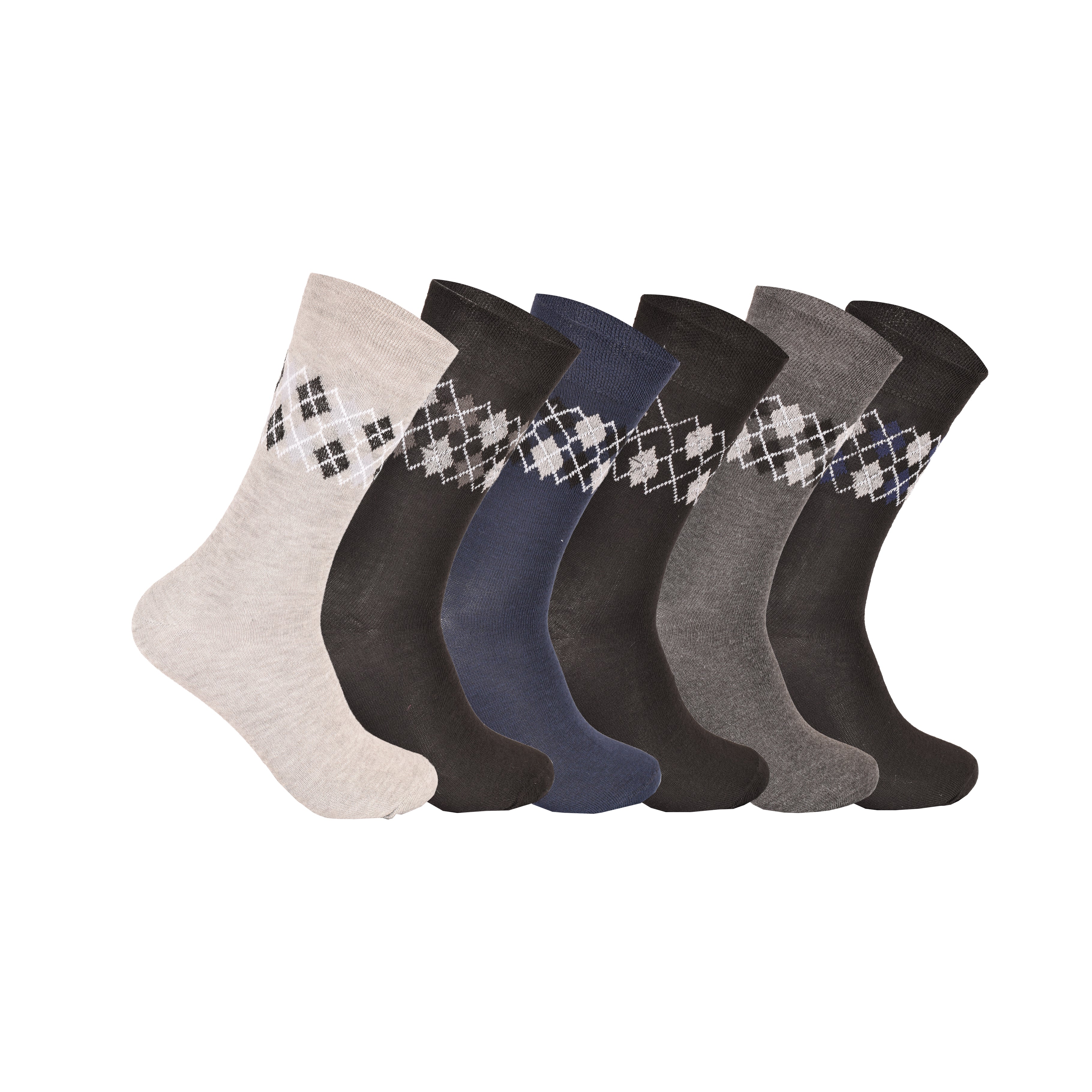 Diabetic pattern men's socks non-binding loose fit breathable cotton UK 3 6 9 12 pairs
