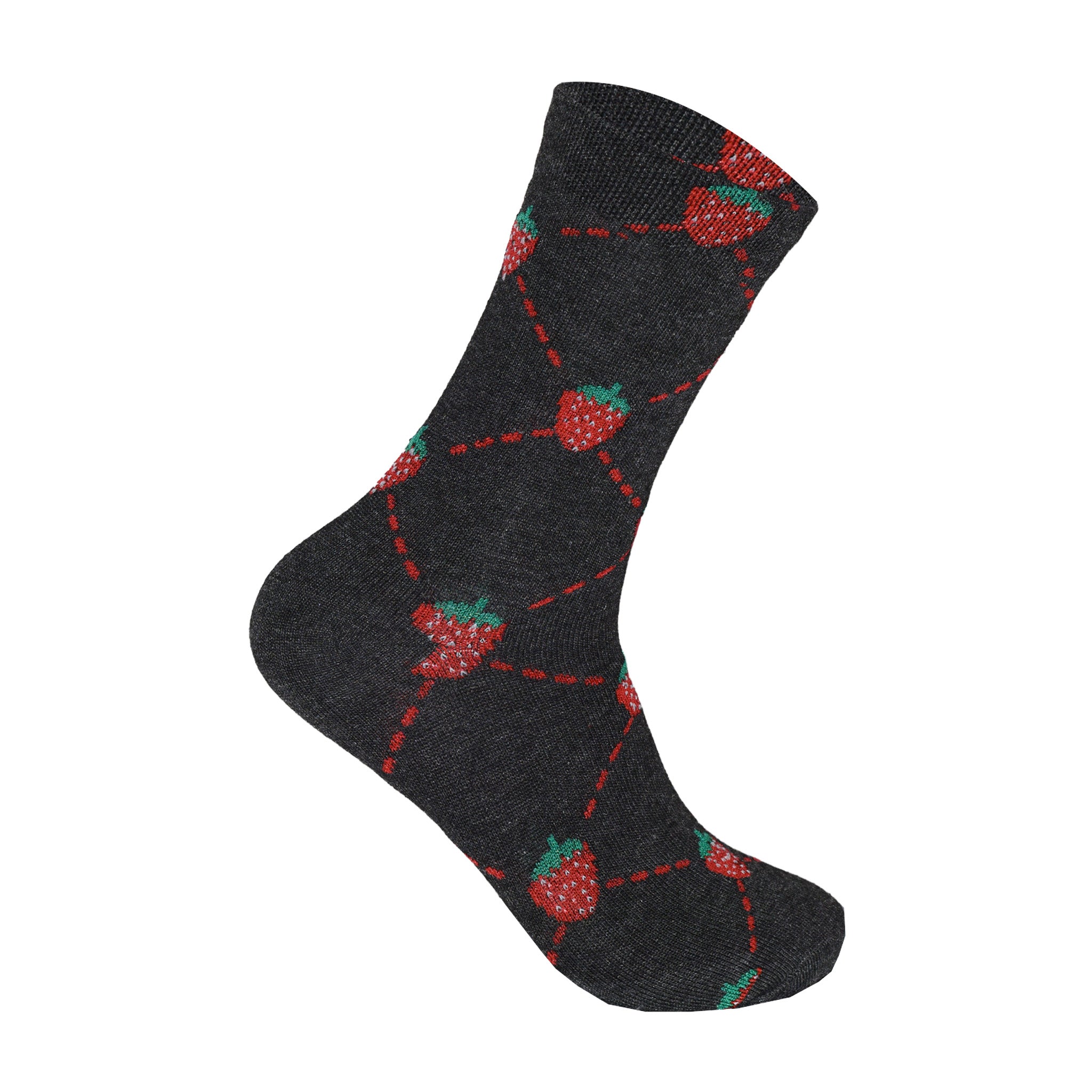 Women's strawberry novelty socks close up fruity print cotton UK