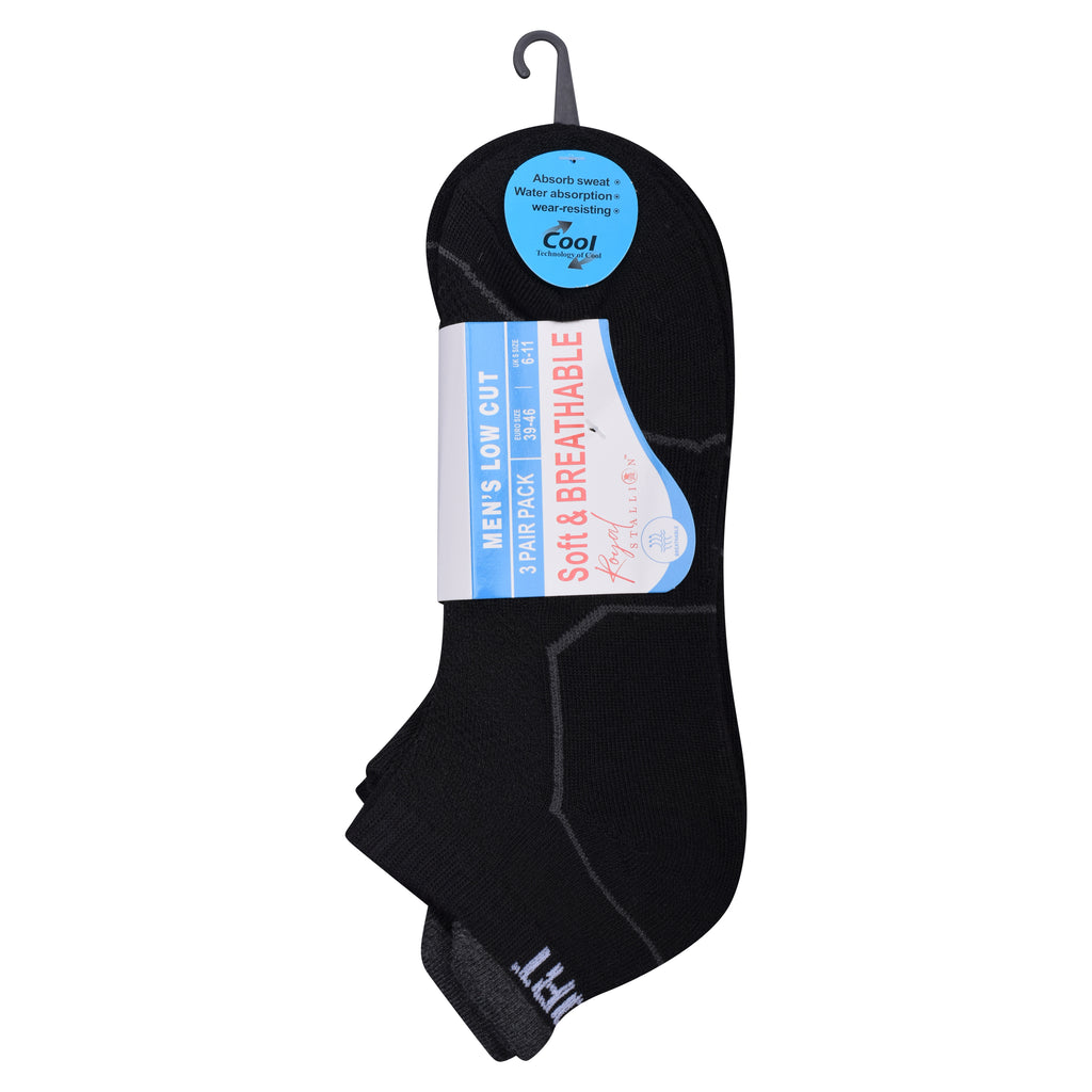 Black cushioned men's trainer socks breathable everyday wear UK Hopoye