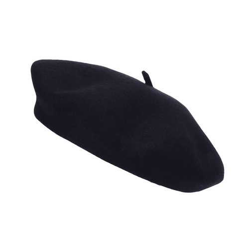 Black wool beret hat unisex soft warm vintage artist style UK Hopoye