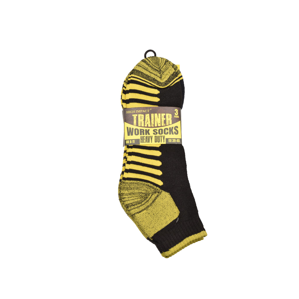 Men's Patterned Cushioned Work Trainer Socks | Breathable Cotton Multipack 3, 6, 9 & 12 Pairs | UK