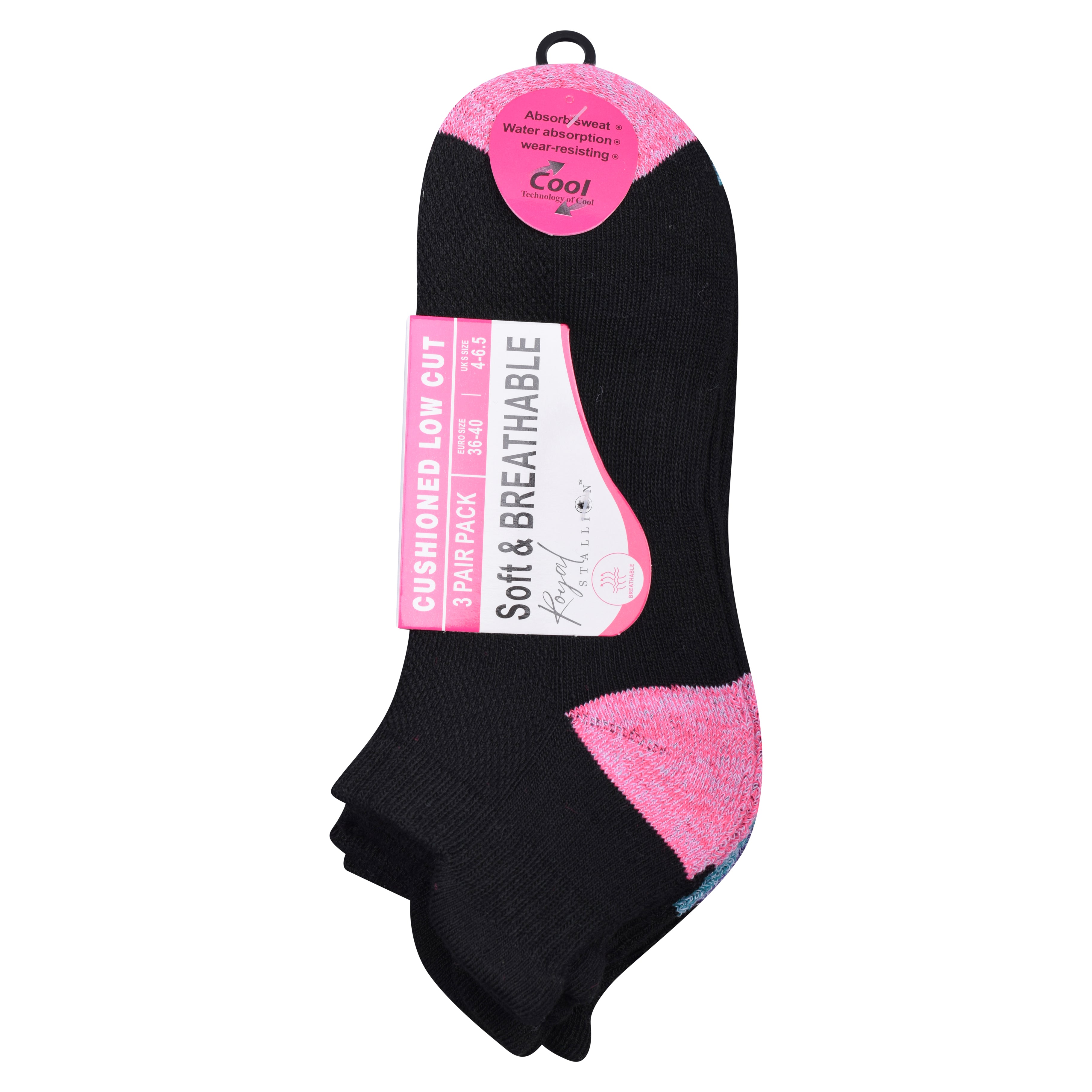 Black heel toe girls trainer socks multipack breathable UK Hopoye